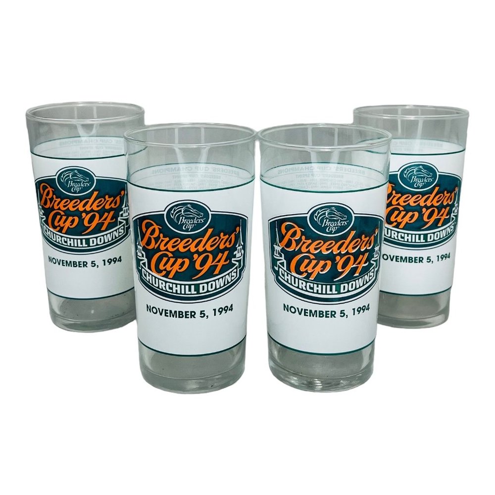 Breeders Cup 1994 Set of 4 Vintage Drinking Glasses Horse Racing Aficionado